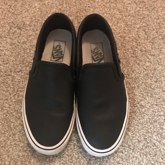 vans slip ons womens black leather